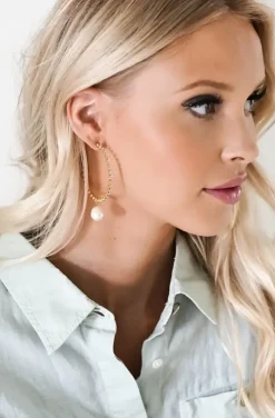 Caroline Svedbom - Miro Loop Earrings - gold pearl crystal