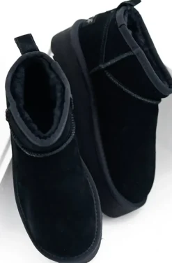 Colors of California - Platform winter boot in Suede YWPLA01 - Black