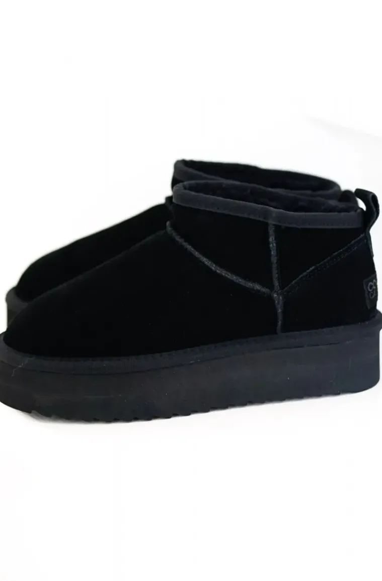 Colors of California - Platform winter boot in Suede YWPLA01 - Black