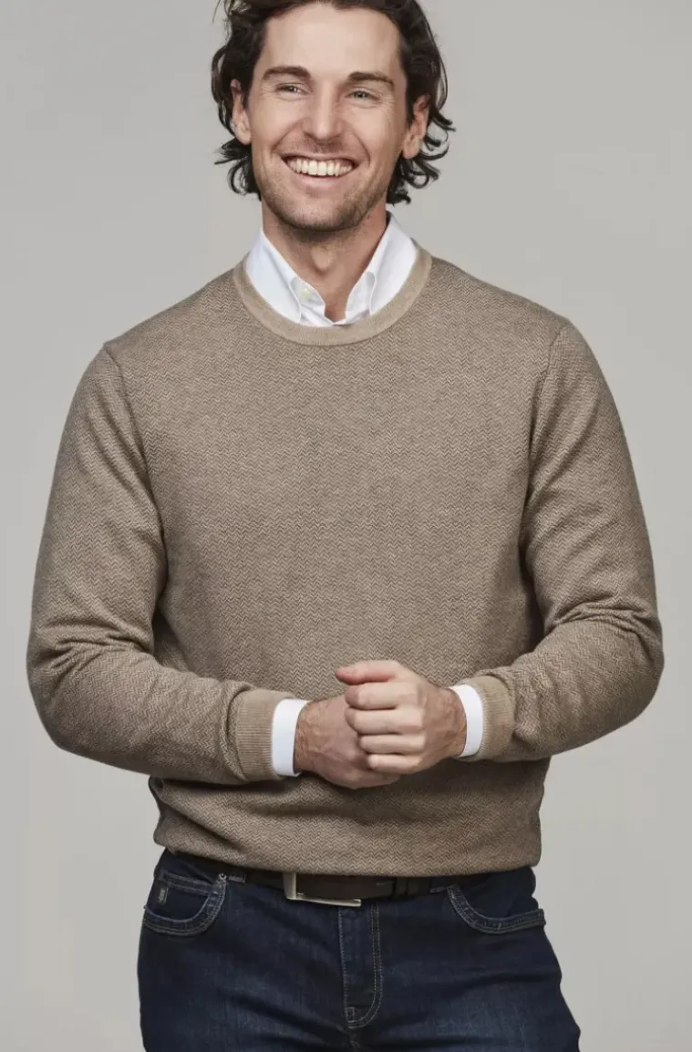 Hansen & Jacob - 2 tone Herringbone Knit Crew neck - Beige 15