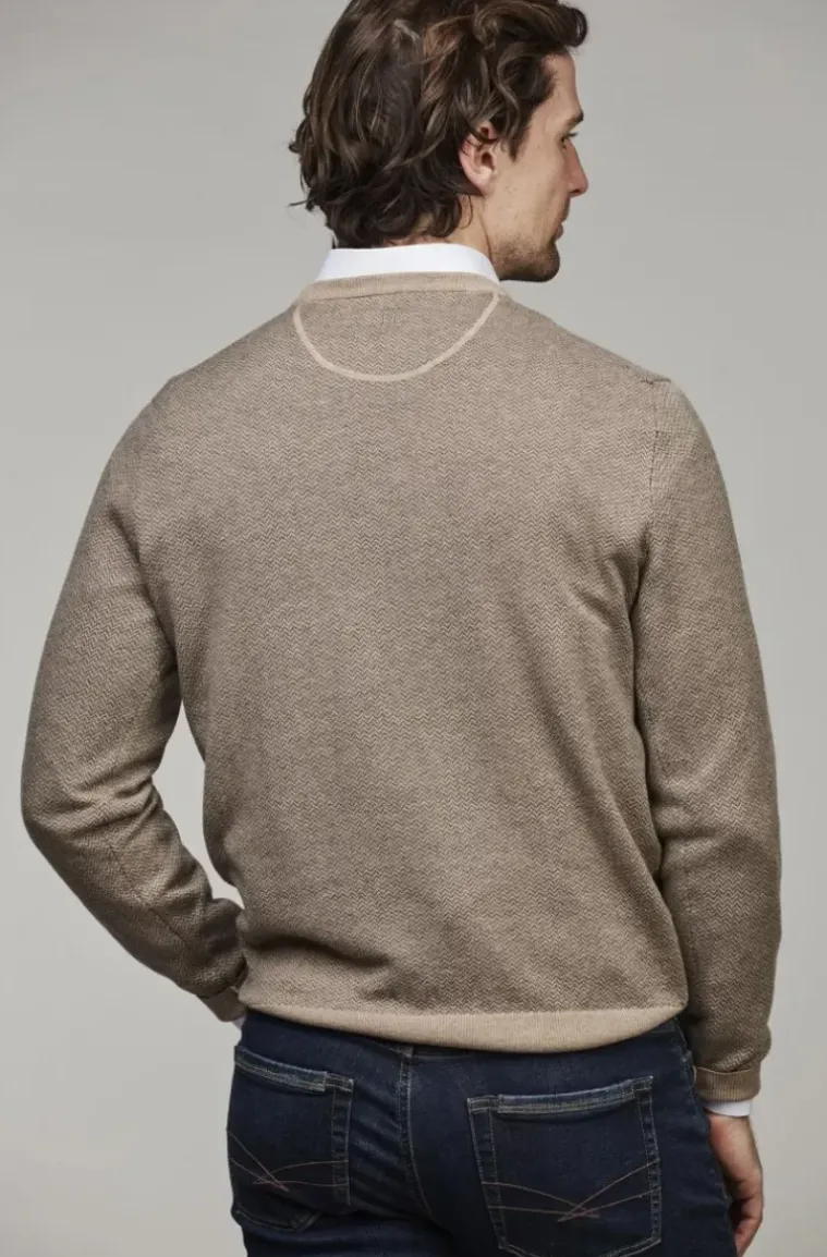 Hansen & Jacob - 2 tone Herringbone Knit Crew neck - Beige 15