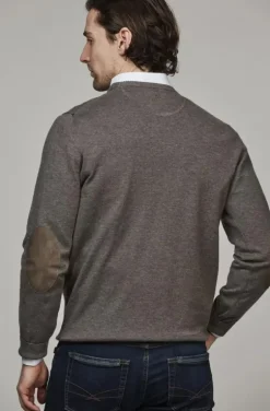 Hansen & Jacob - Crew neck sweater Elbow patch - Mole 07