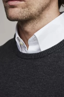 Hansen & Jacob - Crew neck sweater Elbow patch - Grey 05