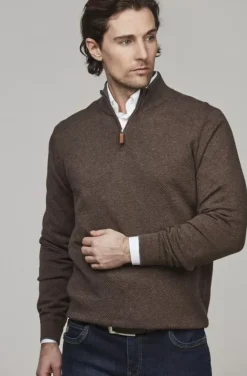 Hansen & Jacob - Half Zip Diamond Knit - Brown 65