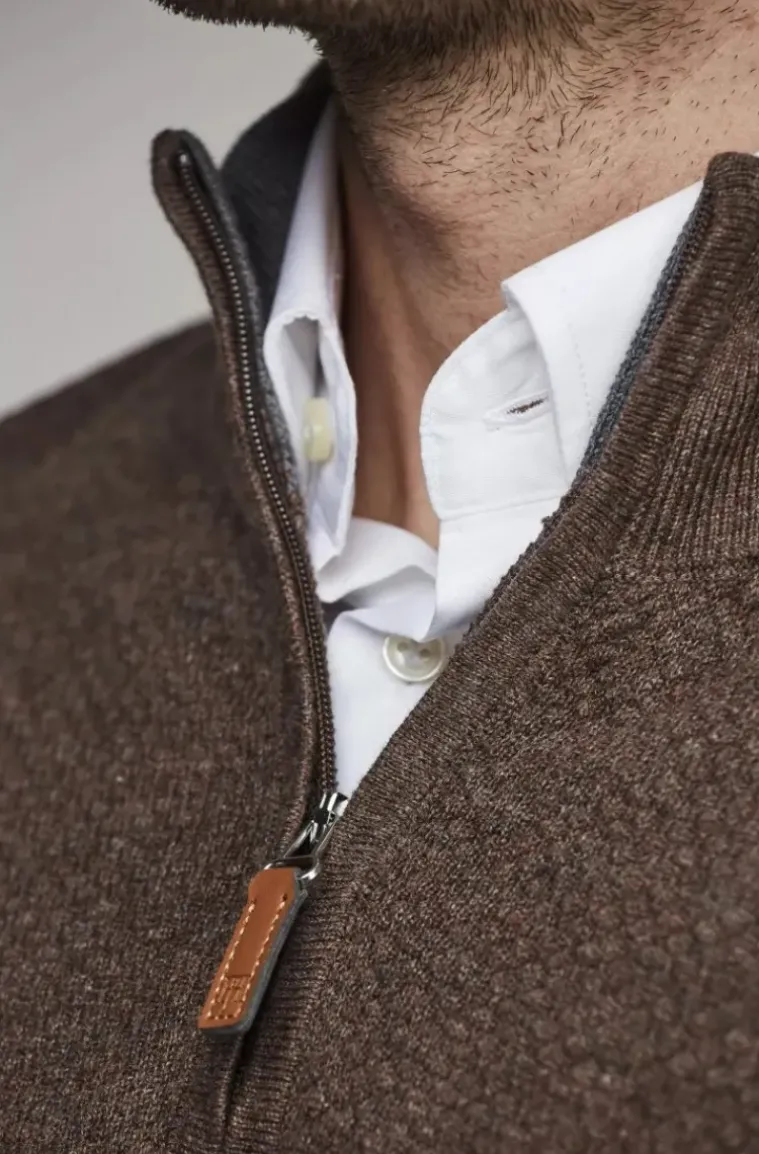 Hansen & Jacob - Half Zip Diamond Knit - Brown 65