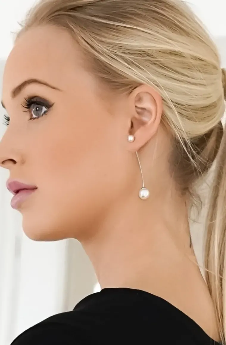 Jane & Sophie - Pearl long ear cuff silver