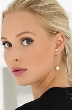 Jane & Sophie - Pearl long ear cuff silver
