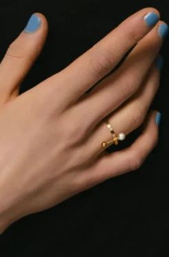Jane and Sophie - Pearl Flat Ring - Gold