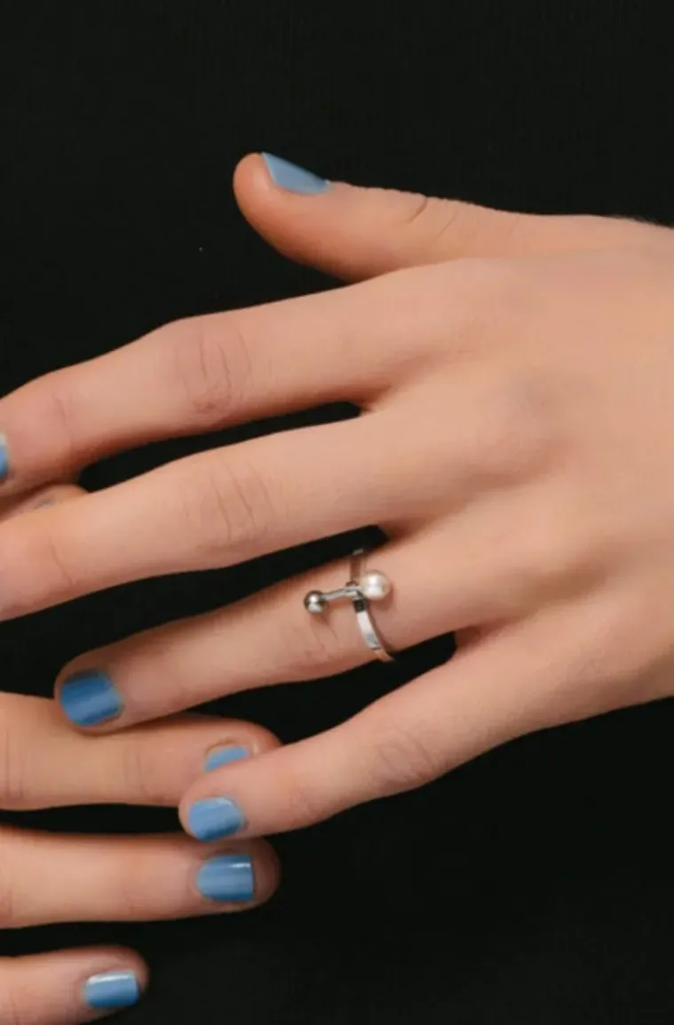Jane and Sophie - Pearl Flat Ring - Silver