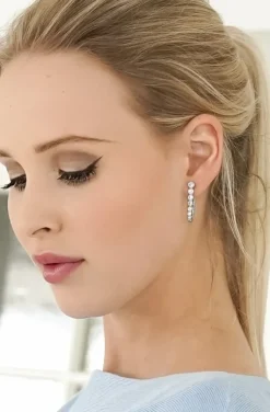 Jane and Sophie - Short Crystal Earrings - Silver