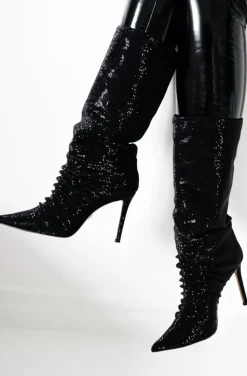 Lolacruz - High Glitter Boot - Black