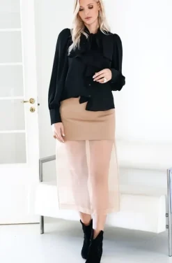 MeiMeiJ - Skirt with mesh MA32SK - tan