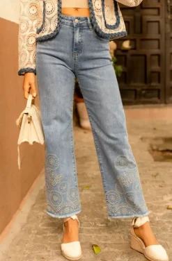 Mixed Brand - Embroidered Jeans 4531 - Blue
