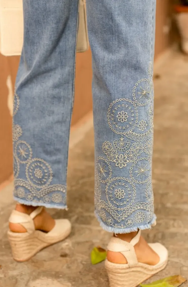 Mixed Brand - Embroidered Jeans 4531 - Blue