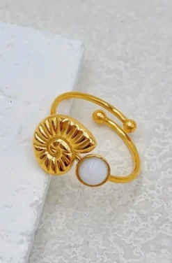 Mixed Brands - Adjustable Ring Shell BA153 - Gold