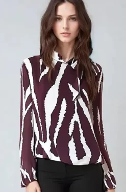 Mixed Brands - Aniella Blouse 8806 - Zebra Burgundy
