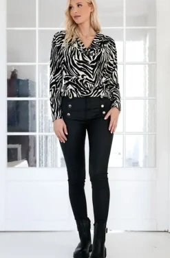 Mixed Brands - Animal print long sleeve Blouse 24888 -Zebra