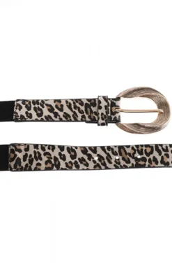 Mixed Brands - Animal Print buckle belt - Beige
