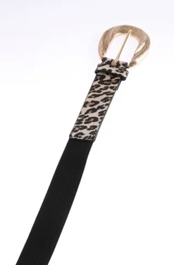 Mixed Brands - Animal Print buckle belt - Beige