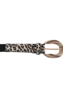Mixed Brands - Animal Print buckle belt - Beige