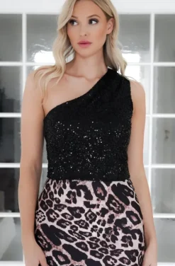 Mixed Brands - Asymmetrisk glitter top 1607 - Black