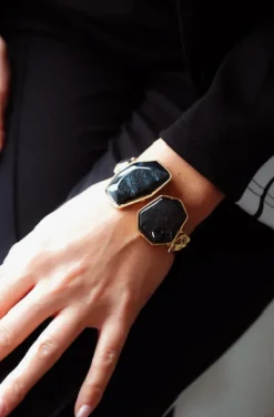 Mixed Brands - Bangle with 2 stones 550 - Black