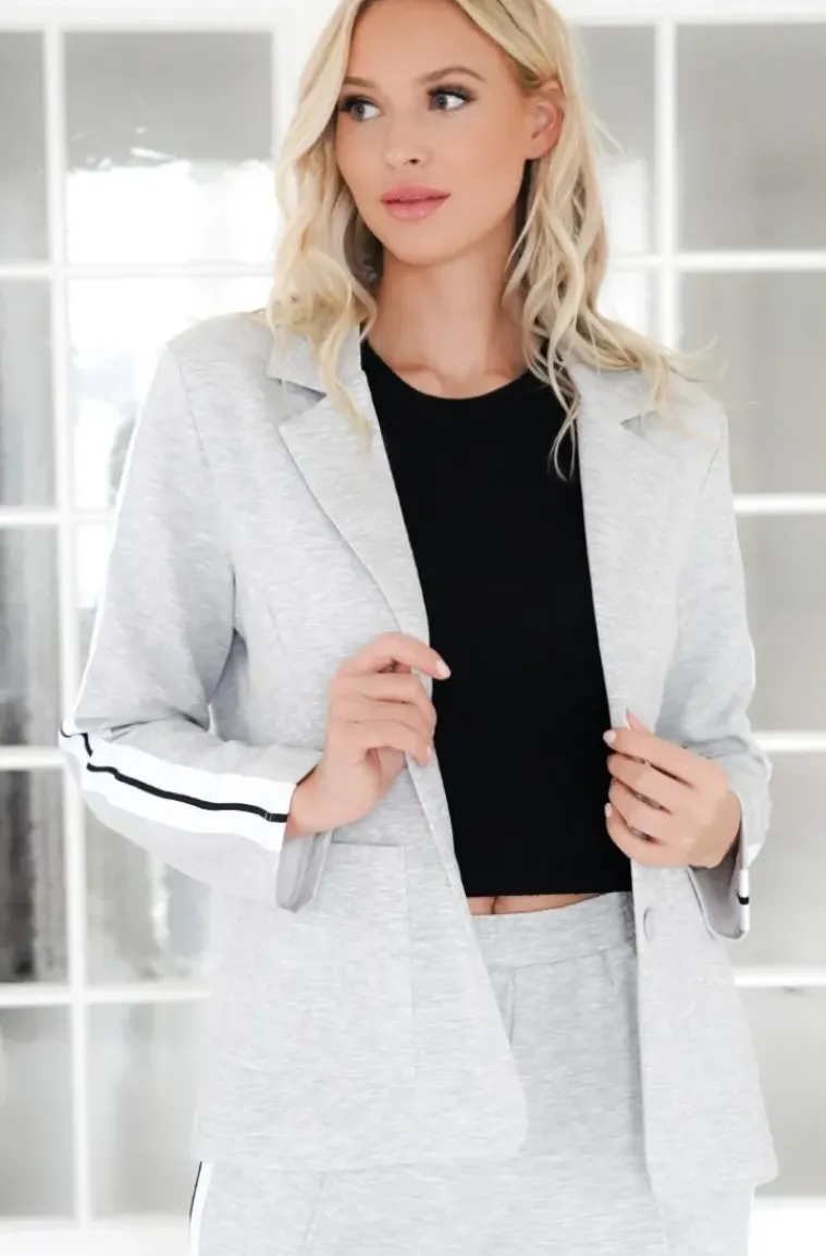 Mixed Brands - Blazer with stripes 08-3302 - Grey