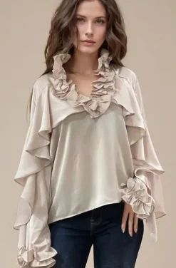 Mixed Brands - Blouse ruffle 9674 - Champagne