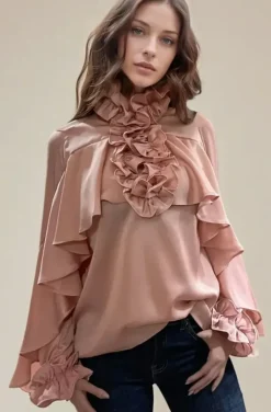 Mixed Brands - Blouse ruffle 9674 - Pink