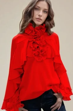 Mixed Brands - Blouse ruffle 9674 - Red