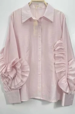 Mixed Brands - Blouse with ruffled sleeves 9669-2101 - Pink