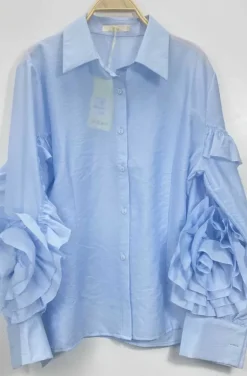 Mixed Brands - Blouse with ruffled sleeves 9669-2101 - Light Blue