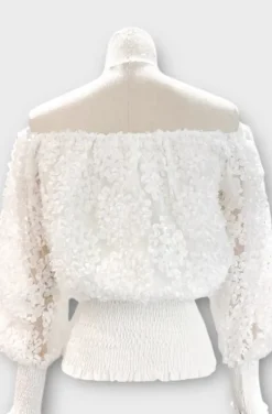 Mixed Brands - Bouse smocked offshoulder 12088 - White