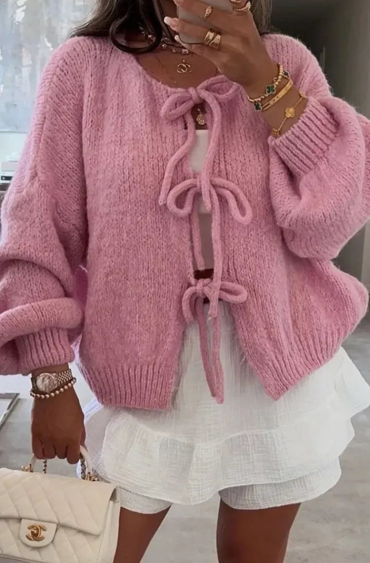 Mixed Brands - Cardigan three bows 24618 - Rose