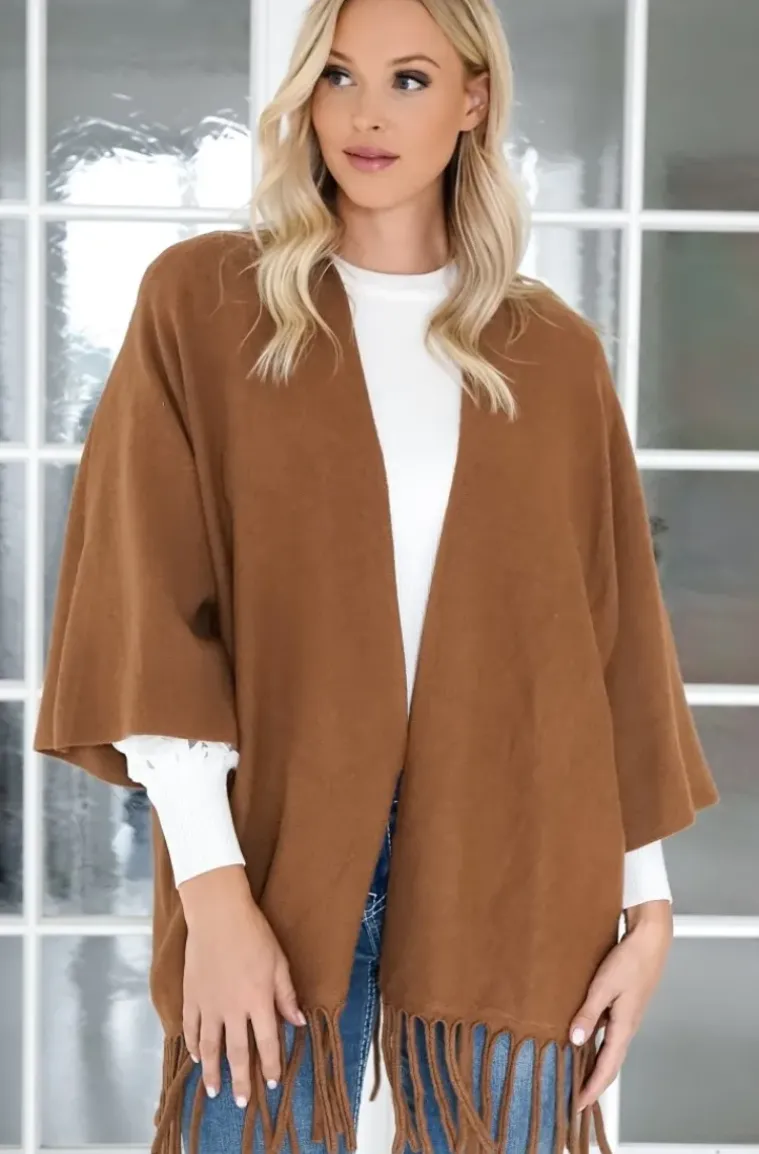 Mixed Brands - Cardigan with Fringes - Brown
