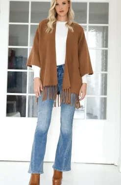 Mixed Brands - Cardigan with Fringes - Brown