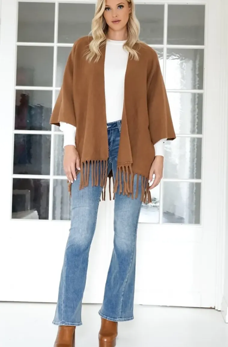 Mixed Brands - Cardigan with Fringes - Brown