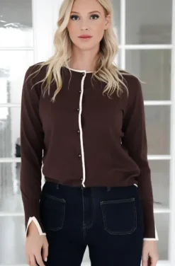 Mixed Brands - Cardigan with contrast 6112 - Marrone