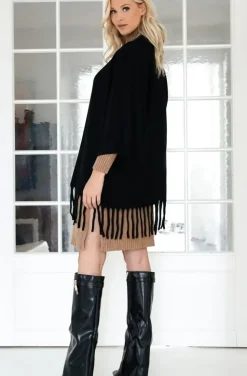Mixed Brands - Cardigan with Fringes - Black
