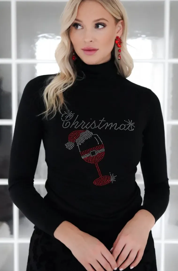 Mixed Brands - Christmas top with glass AZ301 - Black