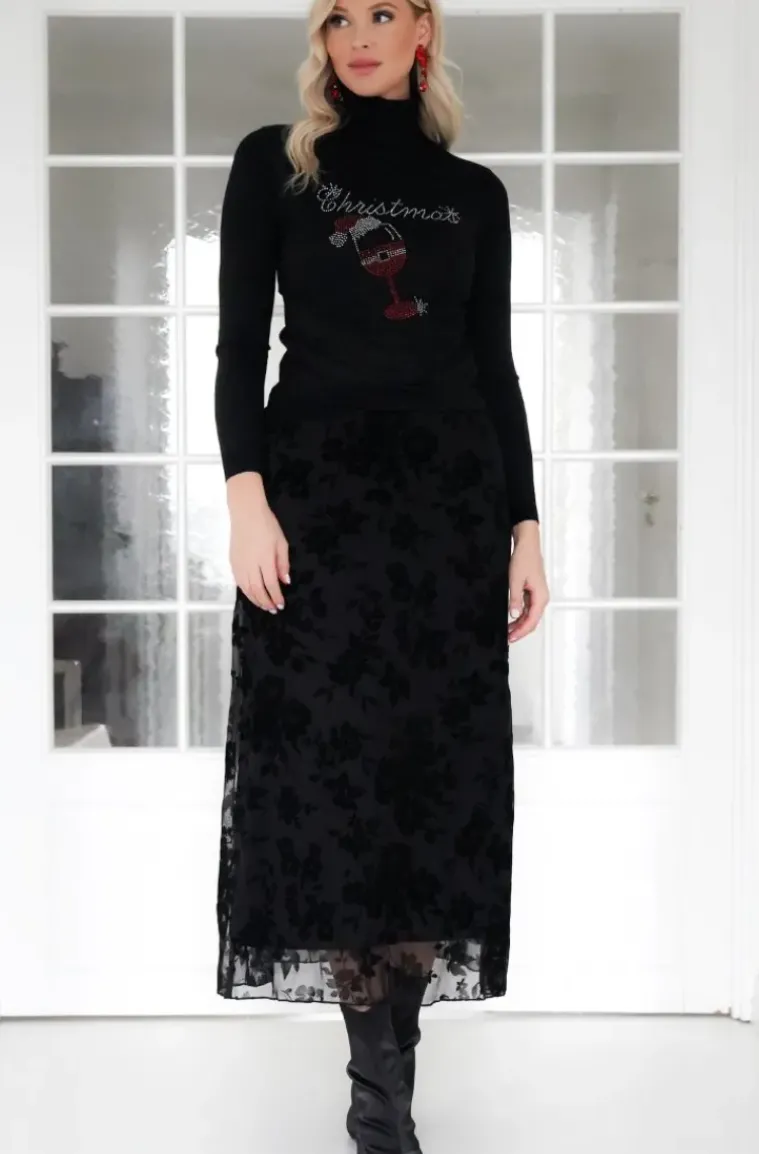 Mixed Brands - Christmas top with glass AZ301 - Black