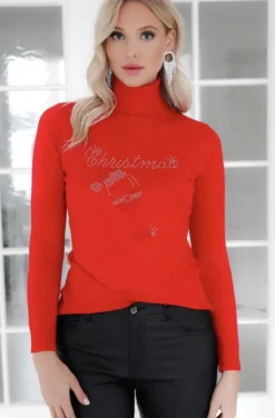Mixed Brands - Christmas top with glass AZ301 - Red