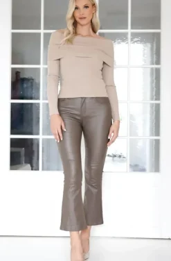 Mixed Brands - Coated pant Flare 6866 - Beige
