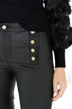Mixed Brands - Coated pant with buttons 9252 - Black