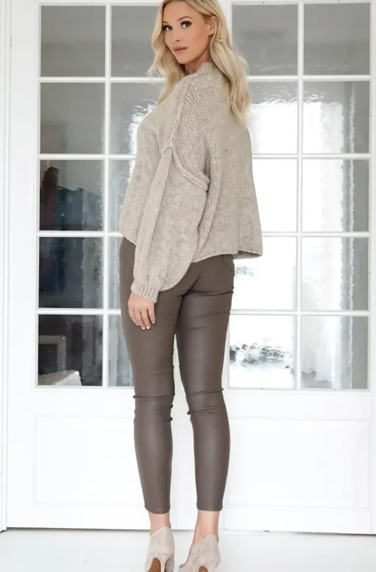 Mixed Brands - Coated Skinny Pant 6688 - Beige