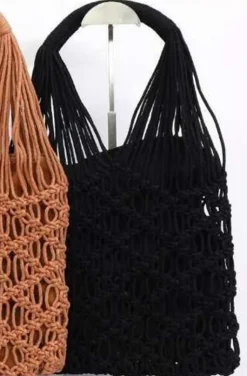 Mixed Brands - Cotton Crochet bag 1302 - Black