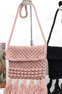 Mixed Brands - Crochet bag with fringes 1321 - Pink