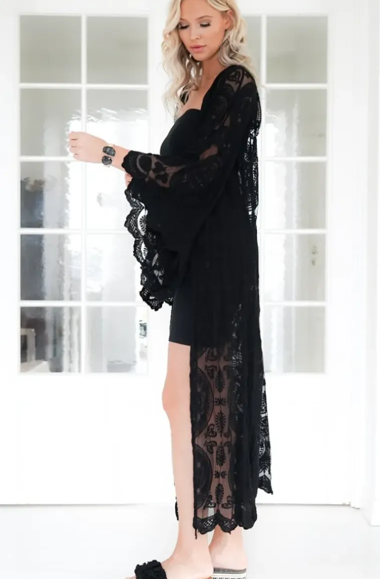 Mixed Brands - Crochet Kaftan L113 - Black