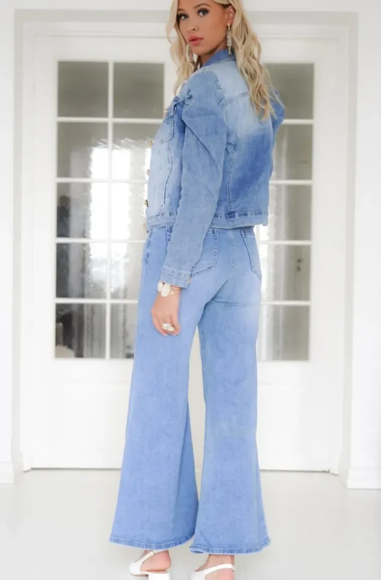 Mixed Brands - Denim jacket puff sleeve C16405 - Blue