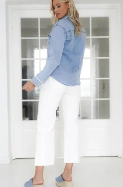 Mixed Brands - Denim shirt with Pearls 6035 - Blue